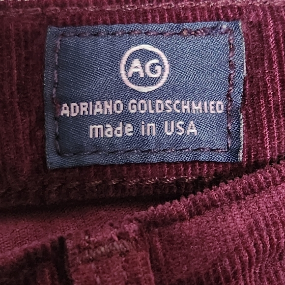 Ag Adriano Goldschmoed The Stilt Cigarette Leg Burgundy Corduroy Pants Size 29R - Picture 6 of 9
